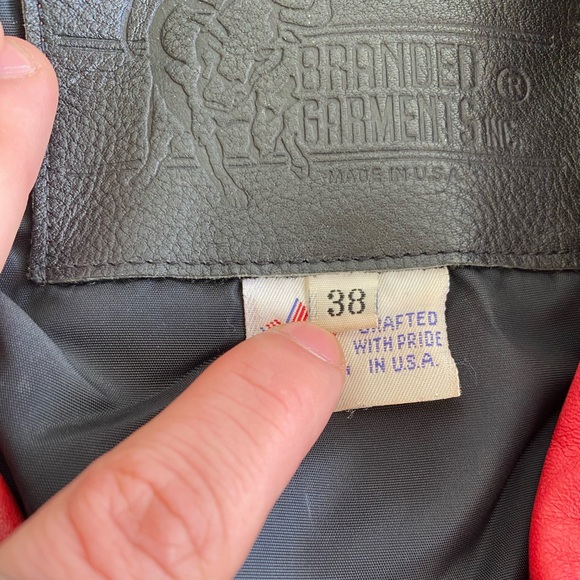 Branded Garments Inc Vintage Vibrant Red Leather Motorcycle Jacket USA Made 38 - Picture 14 of 14